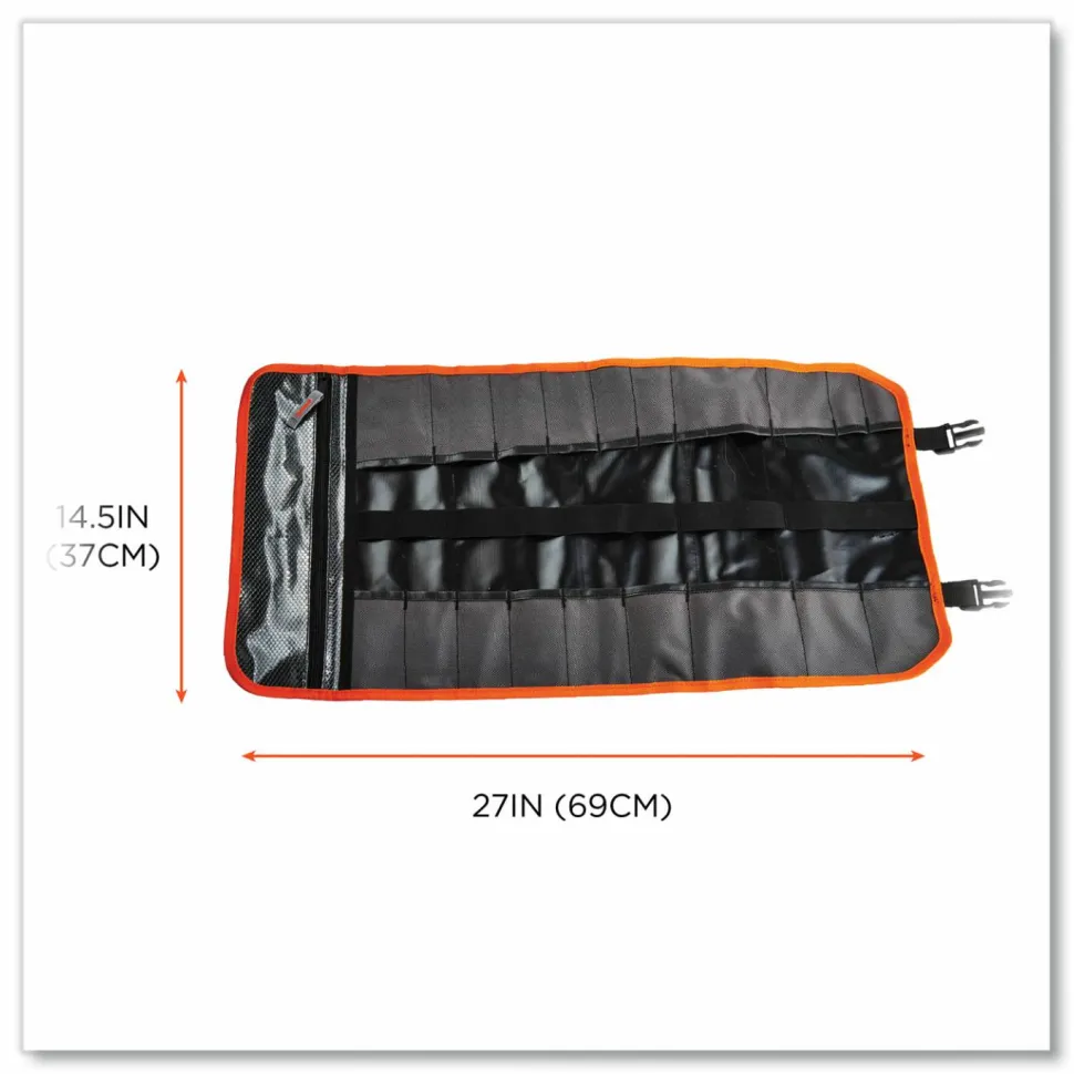 ergodyne Arsenal 5871 Polyester Tool Roll Up, 21 Compartments, 27 x 14, Polyester, Black