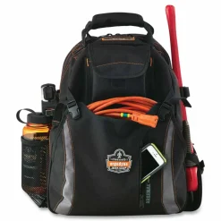 ergodyne Arsenal 5843 Tool Backpack Dual Compartment, 26 Compartments, 8.5 x 13.5 x 18, Ballistic Polyester, Black/Gray