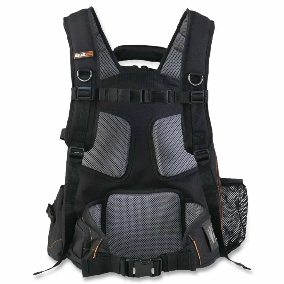 ergodyne Arsenal 5843 Tool Backpack Dual Compartment, 26 Compartments, 8.5 x 13.5 x 18, Ballistic Polyester, Black/Gray