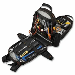 ergodyne Arsenal 5843 Tool Backpack Dual Compartment, 26 Compartments, 8.5 x 13.5 x 18, Ballistic Polyester, Black/Gray