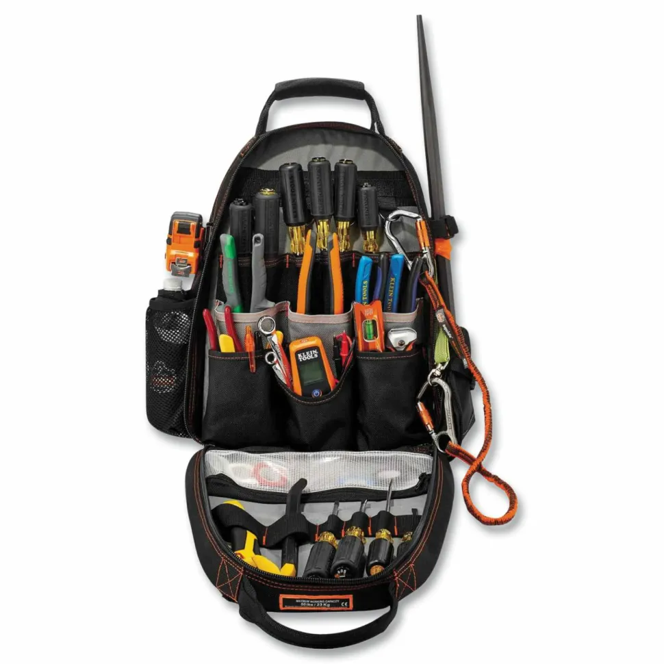 ergodyne Arsenal 5843 Tool Backpack Dual Compartment, 26 Compartments, 8.5 x 13.5 x 18, Ballistic Polyester, Black/Gray
