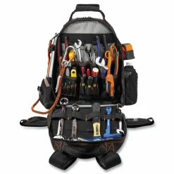 ergodyne Arsenal 5843 Tool Backpack Dual Compartment, 26 Compartments, 8.5 x 13.5 x 18, Ballistic Polyester, Black/Gray