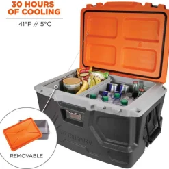 ergodyne Chill-Its 5171 48-Quart Industrial Hard Sided Cooler, Orange/Gray