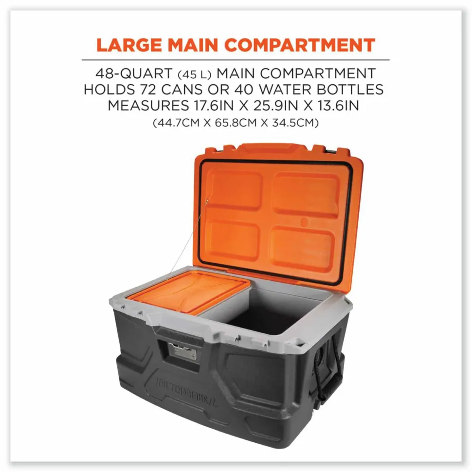 ergodyne Chill-Its 5171 48-Quart Industrial Hard Sided Cooler, Orange/Gray