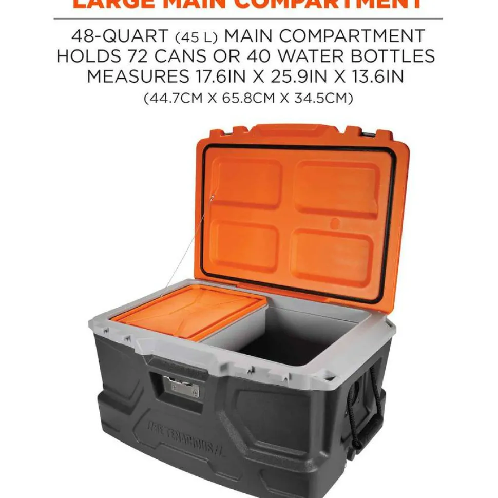ergodyne Chill-Its 5171 48-Quart Industrial Hard Sided Cooler, Orange/Gray