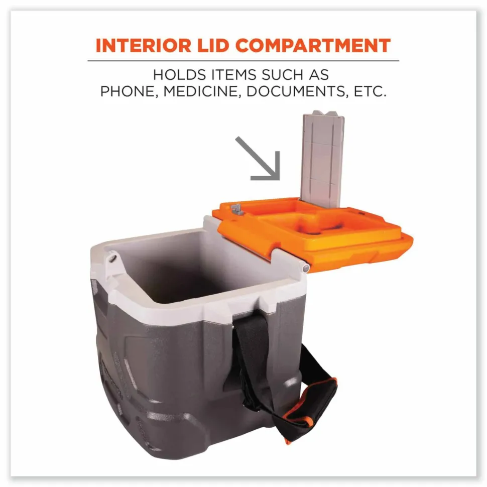 ergodyne Chill-Its 5170 17-Quart Industrial Hard Sided Cooler, Orange/Gray, 30/Pallet