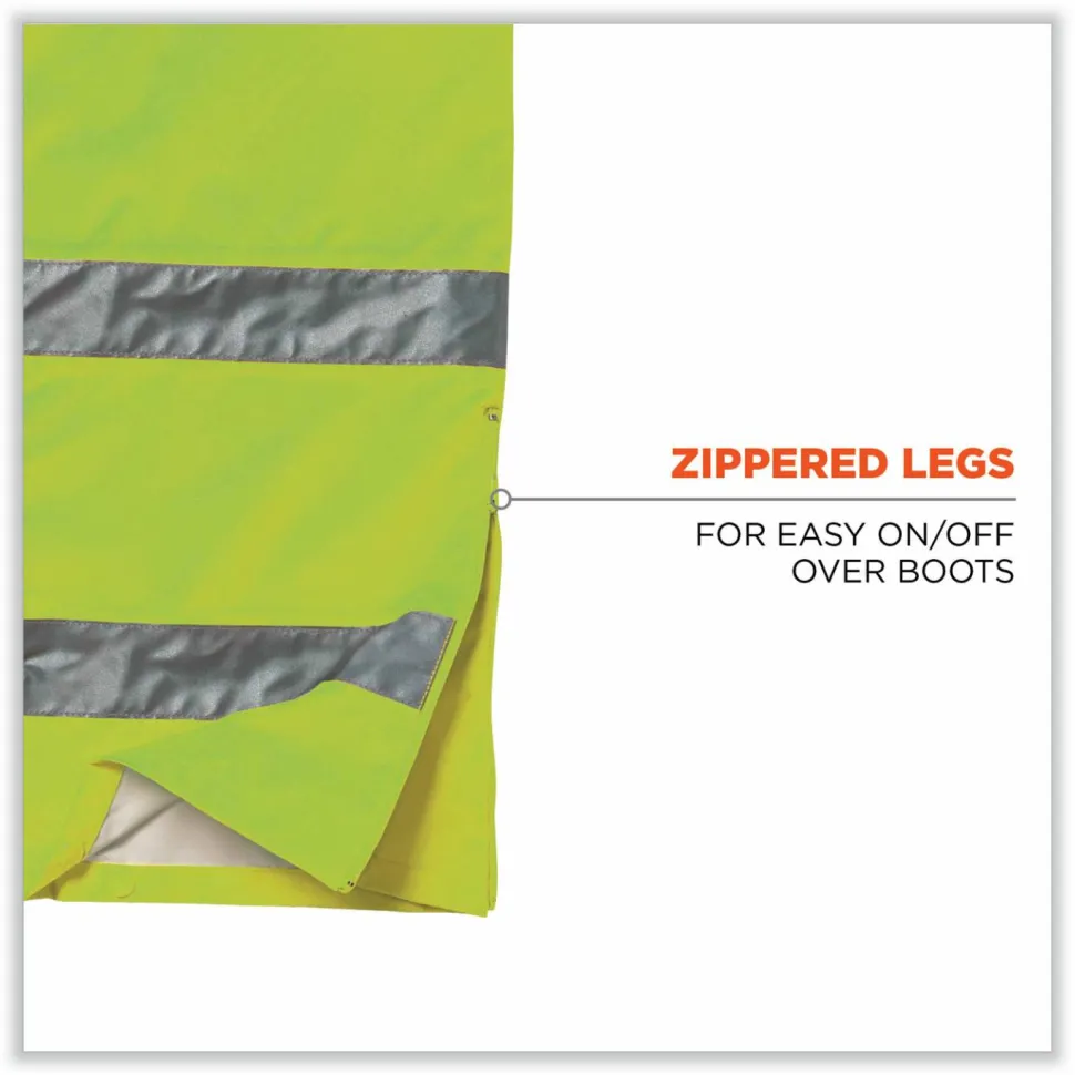 ergodyne GloWear 8915 Class E Hi-Vis Rain Pants, Small, Lime