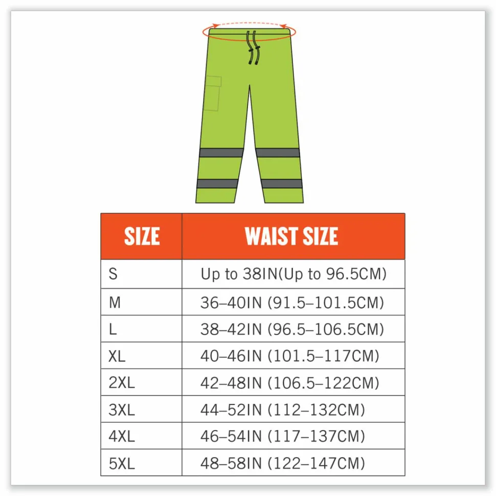 ergodyne GloWear 8915 Class E Hi-Vis Rain Pants, Small, Lime