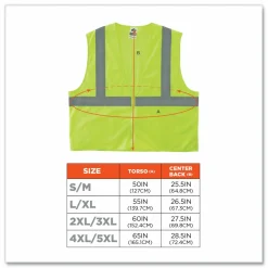 ergodyne GloWear 8205Z Class 2 Super Economy Mesh Vest, Polyester, Lime, Large/X-Large