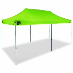 ergodyne SHAX 6004 Heavy-Duty Pop-Up Tent, 10 ft x 20 ft x 10 ft, Polyester/Steel, Lime