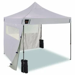 ergodyne SHAX 6056 Heavy-Duty Pop-Up Tent Kit - Mesh Windows, Single Skin, 10 ft x10 ft, Polyester/Steel, White