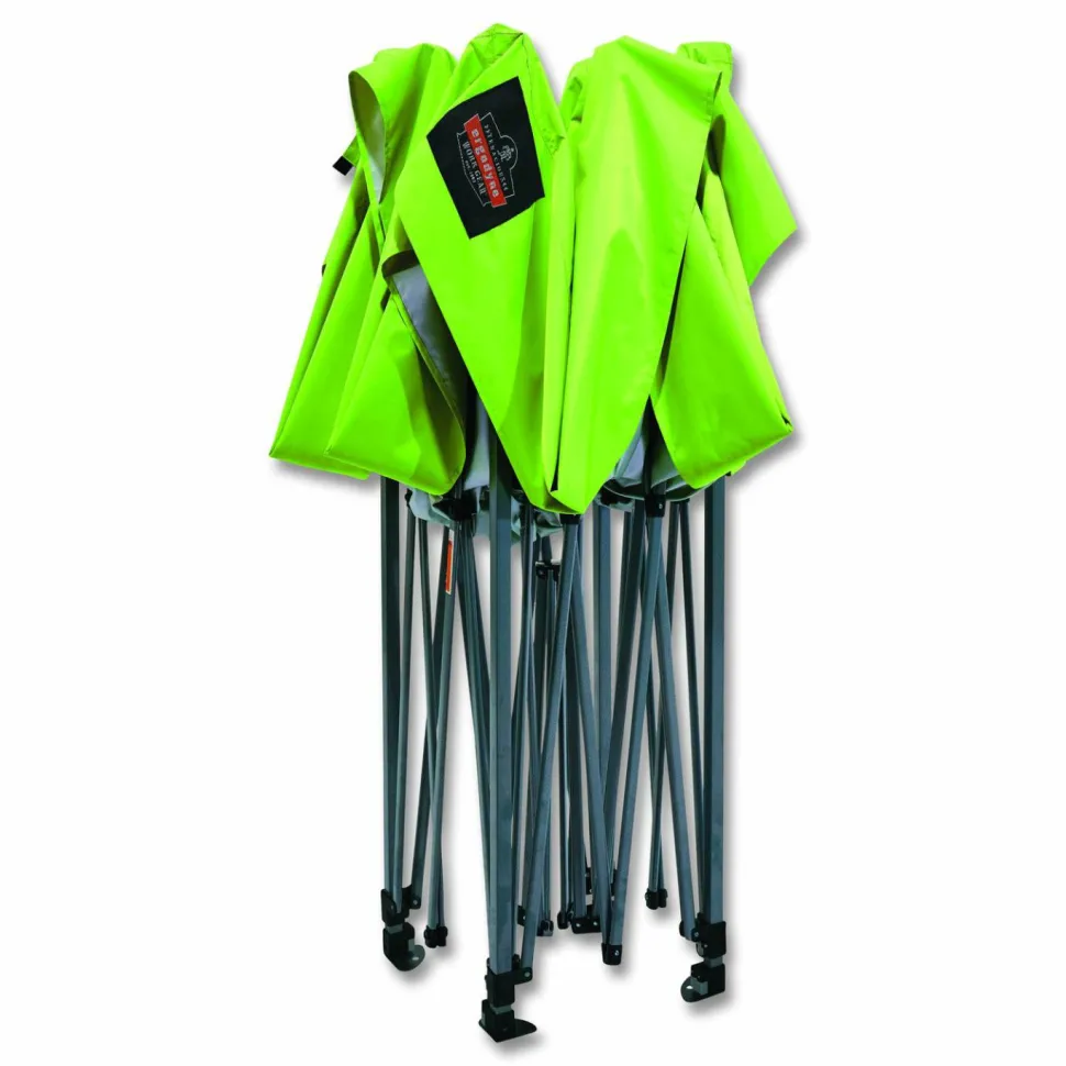 ergodyne SHAX 6001 Lightweight Pop-Up Tent, 10 ft x 10 ft, Polyester/Steel, Lime
