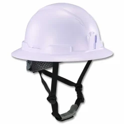 ergodyne Skullerz 8963 Full Brim Class E Safety Helmet, 6-Point Standard Ratchet Suspension, One Size Fits Most (6.5 to 8), White