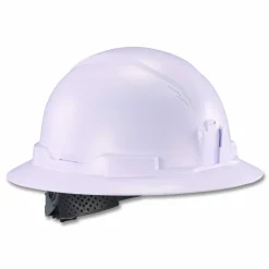 ergodyne Skullerz 8963 Full Brim Class E Safety Helmet, 6-Point Standard Ratchet Suspension, One Size Fits Most (6.5 to 8), White