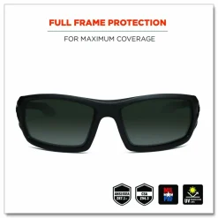 Ergodyne Skullerz Safety Glasses, Odin, Matte Black Frame Smoke Lens