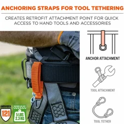 ergodyne Squids 3172 Anchor Strap Hook and Loop Closure for Tool Tethering, 5 lb Max Working Capacity, 5" Long, Orange, 2/Pack