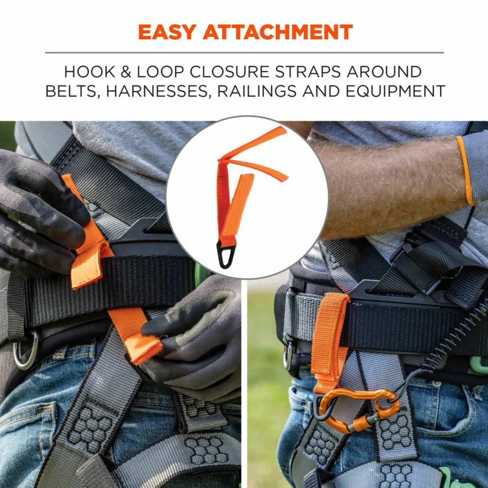 ergodyne Squids 3172 Anchor Strap Hook and Loop Closure for Tool Tethering, 5 lb Max Working Capacity, 5" Long, Orange, 2/Pack