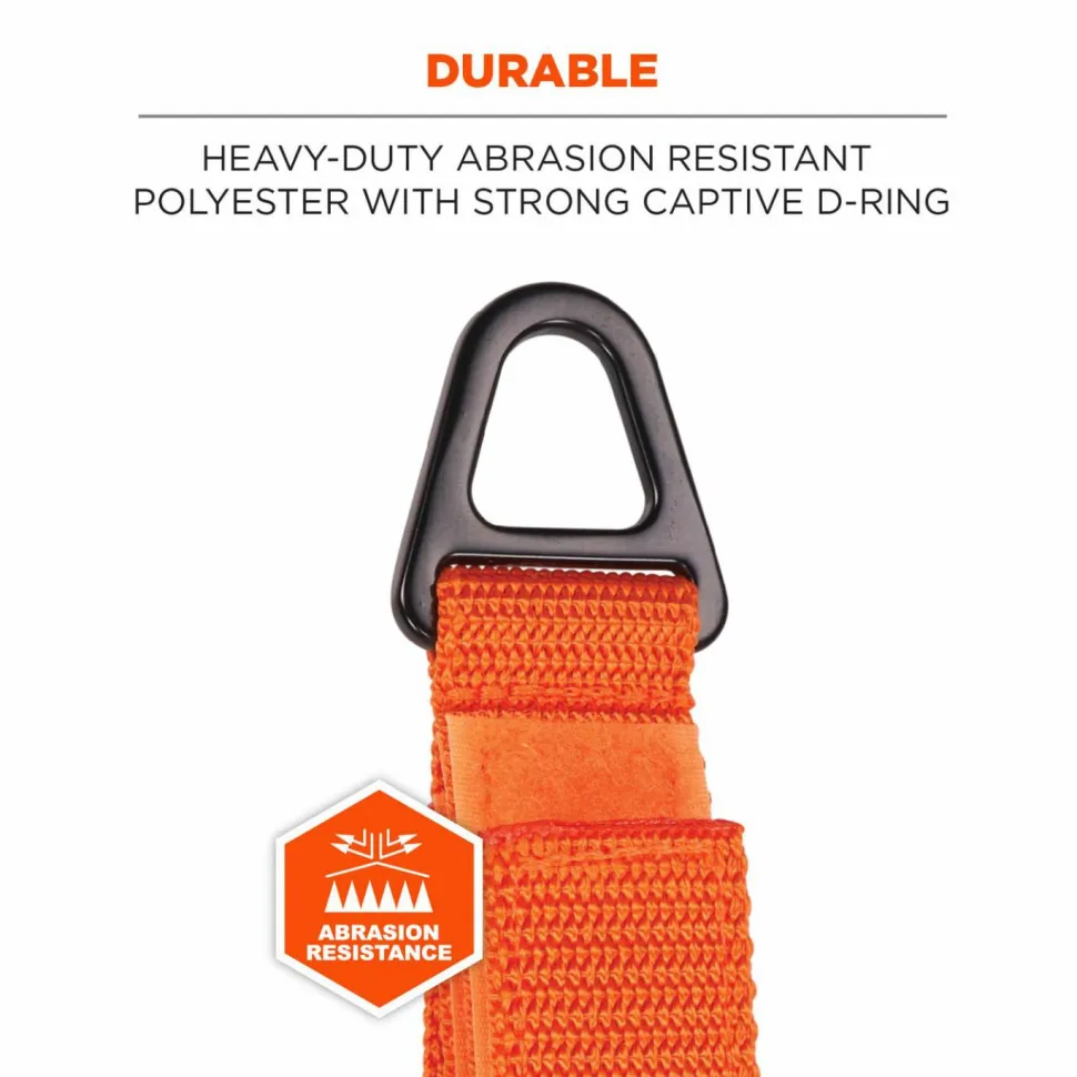 ergodyne Squids 3172 Anchor Strap Hook and Loop Closure for Tool Tethering, 5 lb Max Working Capacity, 5" Long, Orange, 2/Pack