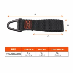 ergodyne Squids 3171 Anchor Strap Belt Loop Attachment for Tool Tethering, 5 lb Max Working Capacity, 5" Long, Black, 2/Pack