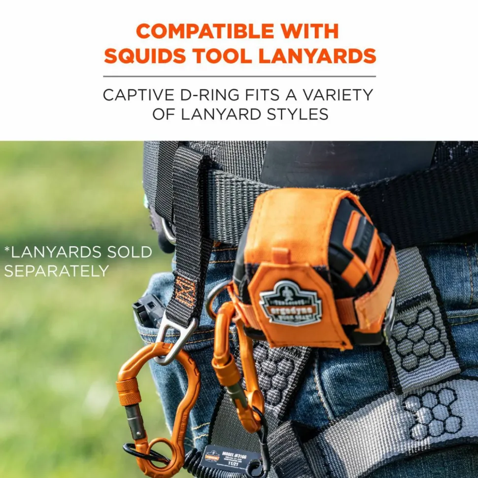 ergodyne Squids 3171 Anchor Strap Belt Loop Attachment for Tool Tethering, 5 lb Max Working Capacity, 5" Long, Black, 2/Pack