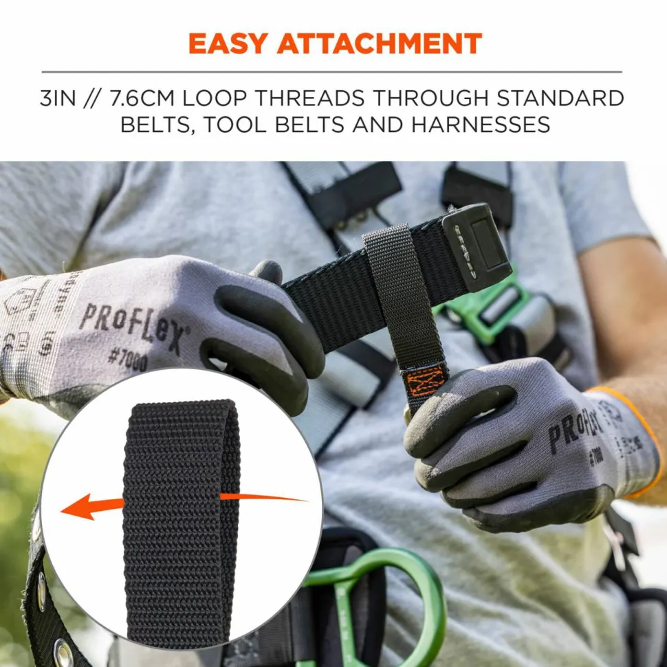 ergodyne Squids 3171 Anchor Strap Belt Loop Attachment for Tool Tethering, 5 lb Max Working Capacity, 5" Long, Black, 2/Pack