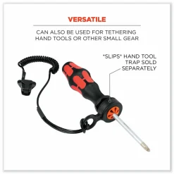 ergodyne Squids 3158 Coiled Lanyard with Clamp, 2 lb Max Working Capacity, 12