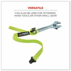 ergodyne Squids 3155 Elastic Lanyard with Clamp, 2 lb Max Working Capacity, 18" to 48" Long, Lime