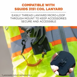 ergodyne Squids 3701 Mini Adhesive Mount Replacements, 2 lb Max Safe Working Capacity, 0.9" Long, Black,10/Pack