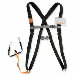ergodyne Squids 3138 Padded Barcode Scanner Lanyard Harness, 27" Arm Straps,18.5" Lanyard,Black/Orange/Gray