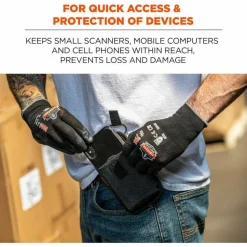 ergodyne Squids 5544 Phone Style Scanner Holster with Belt Clip and Loops, 1 Compartment, 3.75 x 1 x 6.5, Polyester,Black