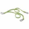 ergodyne Squids 3311 Twin-Leg Tool Lanyard with Three Carabiners, 15lb Max Working Capacity, 35" to 42" Long, Lime