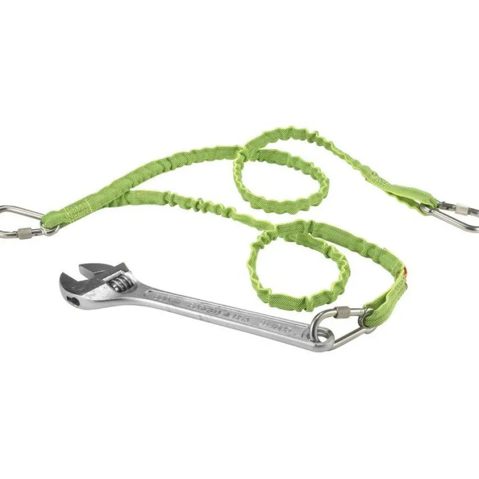 ergodyne Squids 3311 Twin-Leg Tool Lanyard with Three Carabiners, 15lb Max Working Capacity, 35" to 42" Long, Lime
