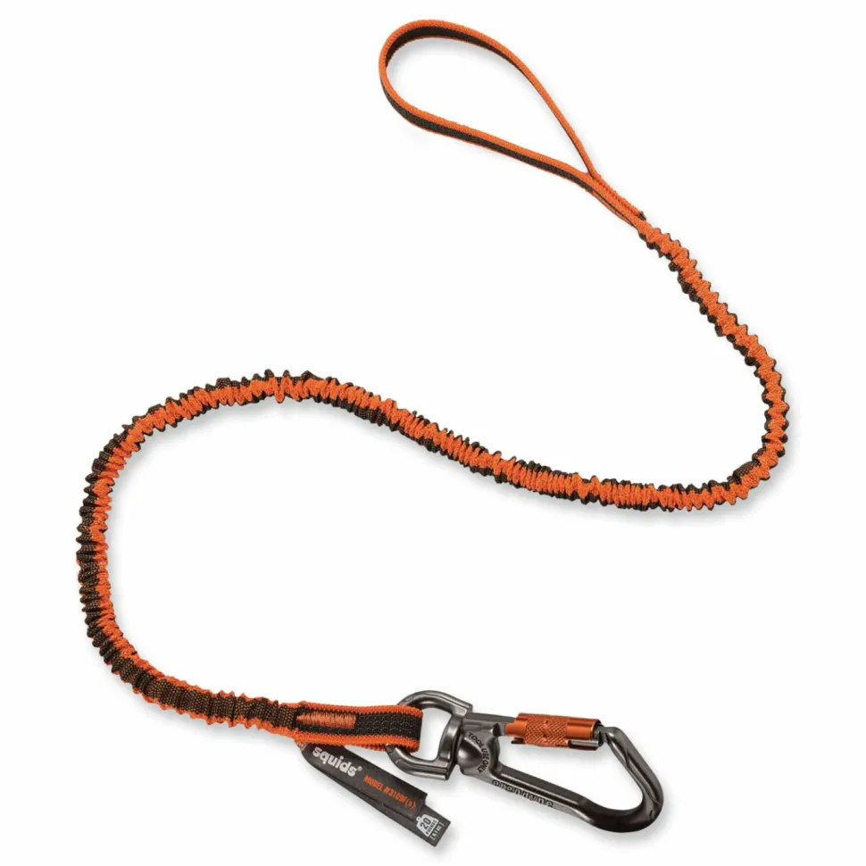 ergodyne Squids 3109F(x) Tool Lanyard, Swiveling Aluminum Carabiner + Loop, 25 lb Max Working Capacity, 38" to 48" Long