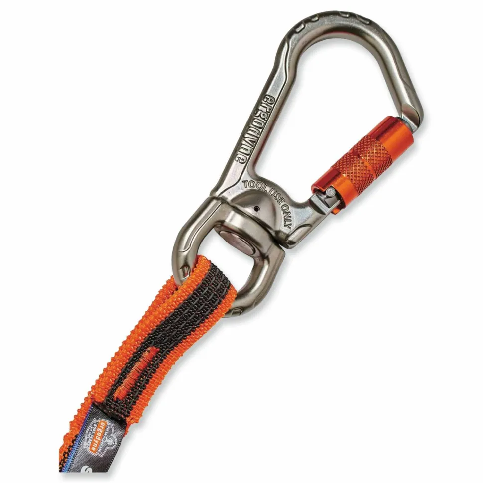 ergodyne Squids 3109F(x) Tool Lanyard, Swiveling Aluminum Carabiner + Loop, 25 lb Max Working Capacity, 38" to 48" Long