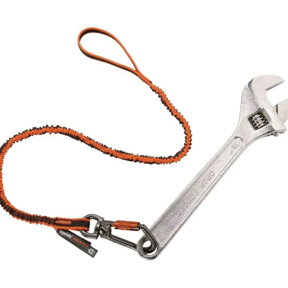 ergodyne Squids 3109F(x) Tool Lanyard, Swiveling Aluminum Carabiner + Loop, 25 lb Max Working Capacity, 38" to 48" Long