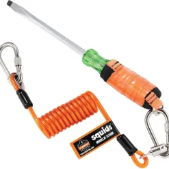 ergodyne Squids 3130M Coiled Cable Lanyard with Carabiners, 5 lb Max Working Capacity, 6.5