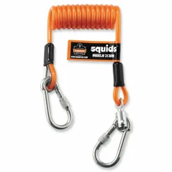 ergodyne Squids 3130M Coiled Cable Lanyard with Carabiners, 5 lb Max Working Capacity, 6.5