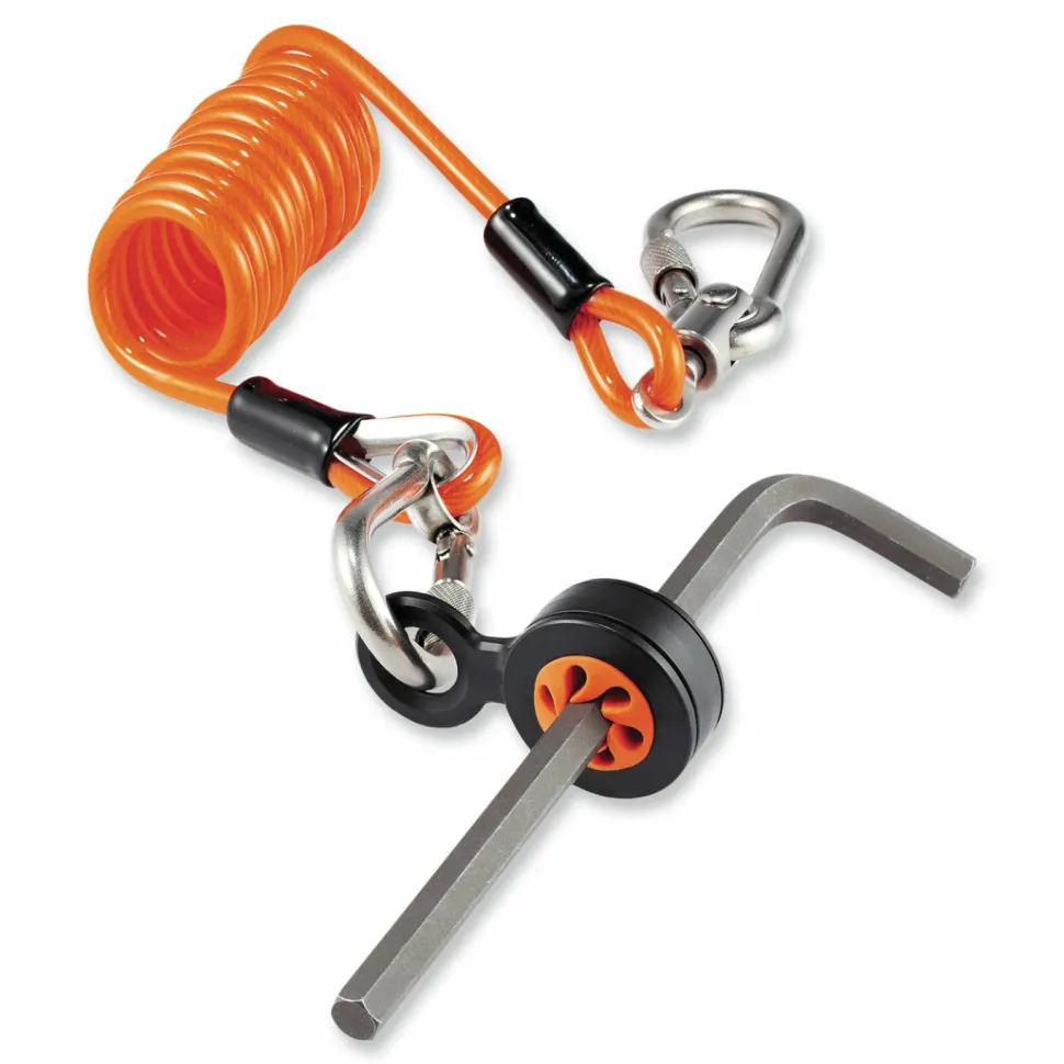 ergodyne Squids 3130M Coiled Cable Lanyard with Carabiners, 5 lb Max Working Capacity, 6.5" to 48" Long, Orange