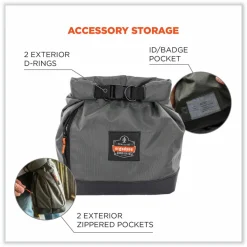 ergodyne Arsenal 5186 Full Respirator Bag with Roll Top Closure, 7.5 x 13.5 x 13.5, Gray