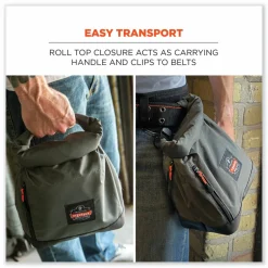 ergodyne Arsenal 5186 Full Respirator Bag with Roll Top Closure, 7.5 x 13.5 x 13.5, Gray