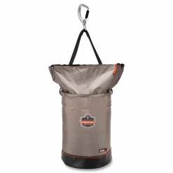 ergodyne Arsenal 5974 Hoist Bucket Tool Bag with Swiveling Carabiner and Zipper Top, 150 lb, Gray