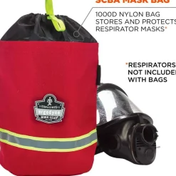ergodyne Arsenal 5080L Fleece-Lined SCBA Mask Bag with Drawstring Closure, 8.5 x 8.5 x 14, Red