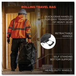 ergodyne Arsenal 5032 Water-Resistant Wheeled Duffel Bag, 15 x 31.5 x 15, Black