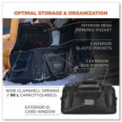 ergodyne Arsenal 5031 Water-Resistant Duffel Bag, Medium, 14.2 x 26 x 14.8, Black