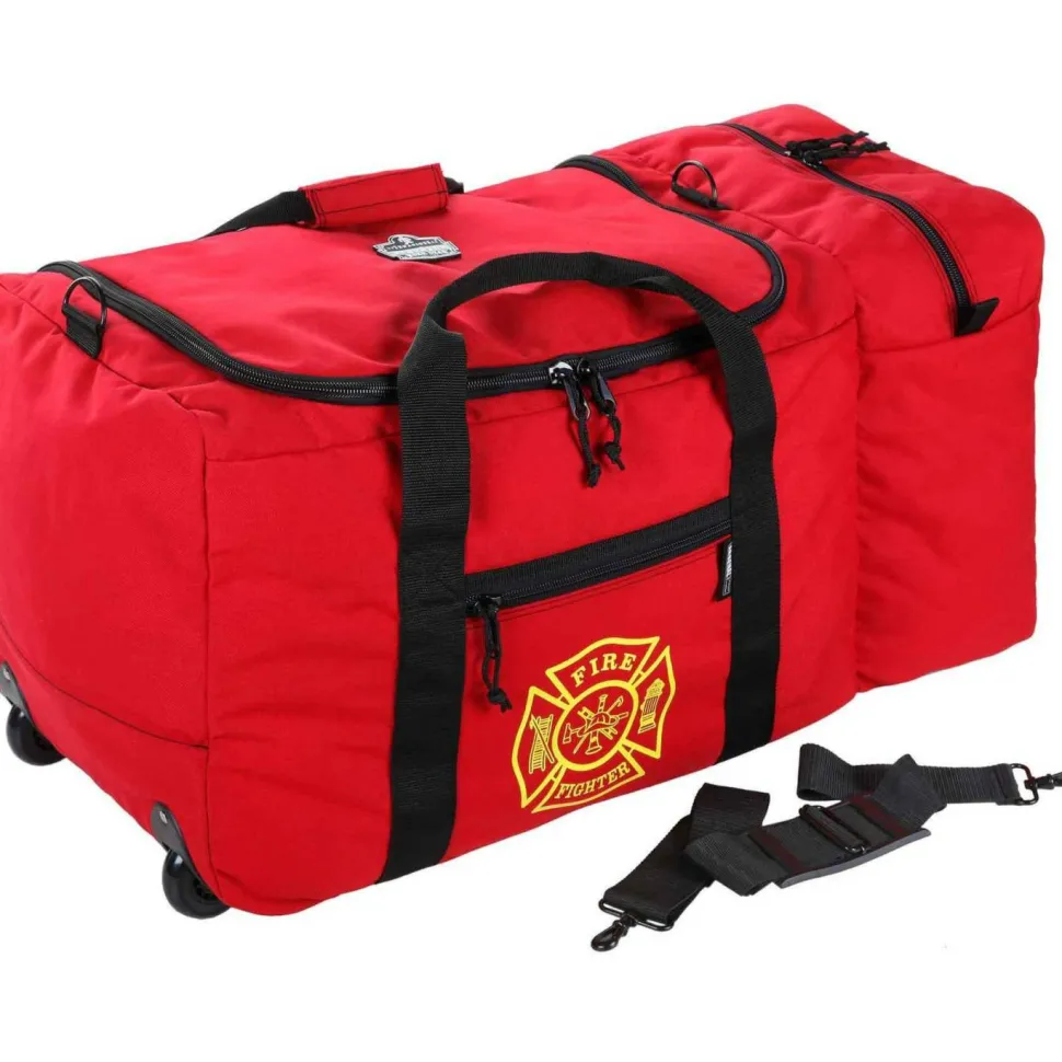 ergodyne Arsenal 5005W Wheeled Fire + Rescue Gear Bag, 14 x 31 x 14, Red