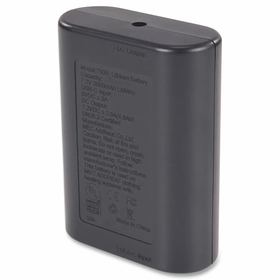 ergodyne N-Ferno 6495B Portable Battery Power Bank with USB-C Cord, 7.2 V
