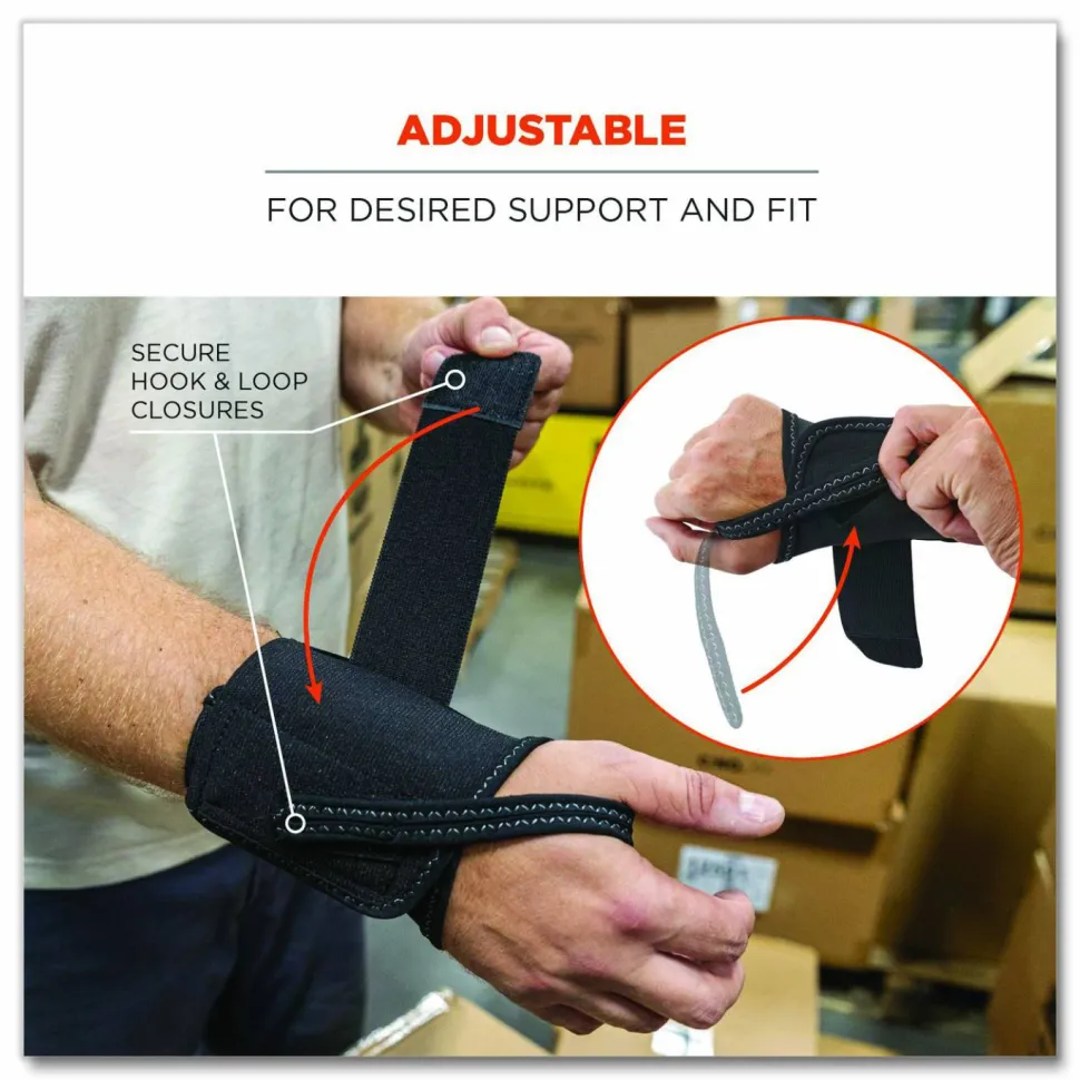 ergodyne ProFlex 4000 Single Strap Wrist Support, Medium, Fits Left-Hand, Black