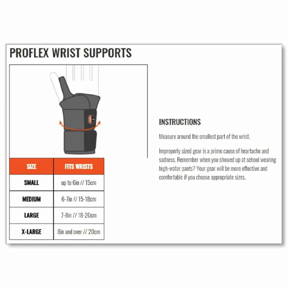 ergodyne ProFlex 4000 Single Strap Wrist Support, Small, Fits Right Hand, Black