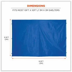 ergodyne Shax 6098 Pop-Up Tent Sidewall, Single Skin, 10 ft x 10 ft, Polyester, Blue