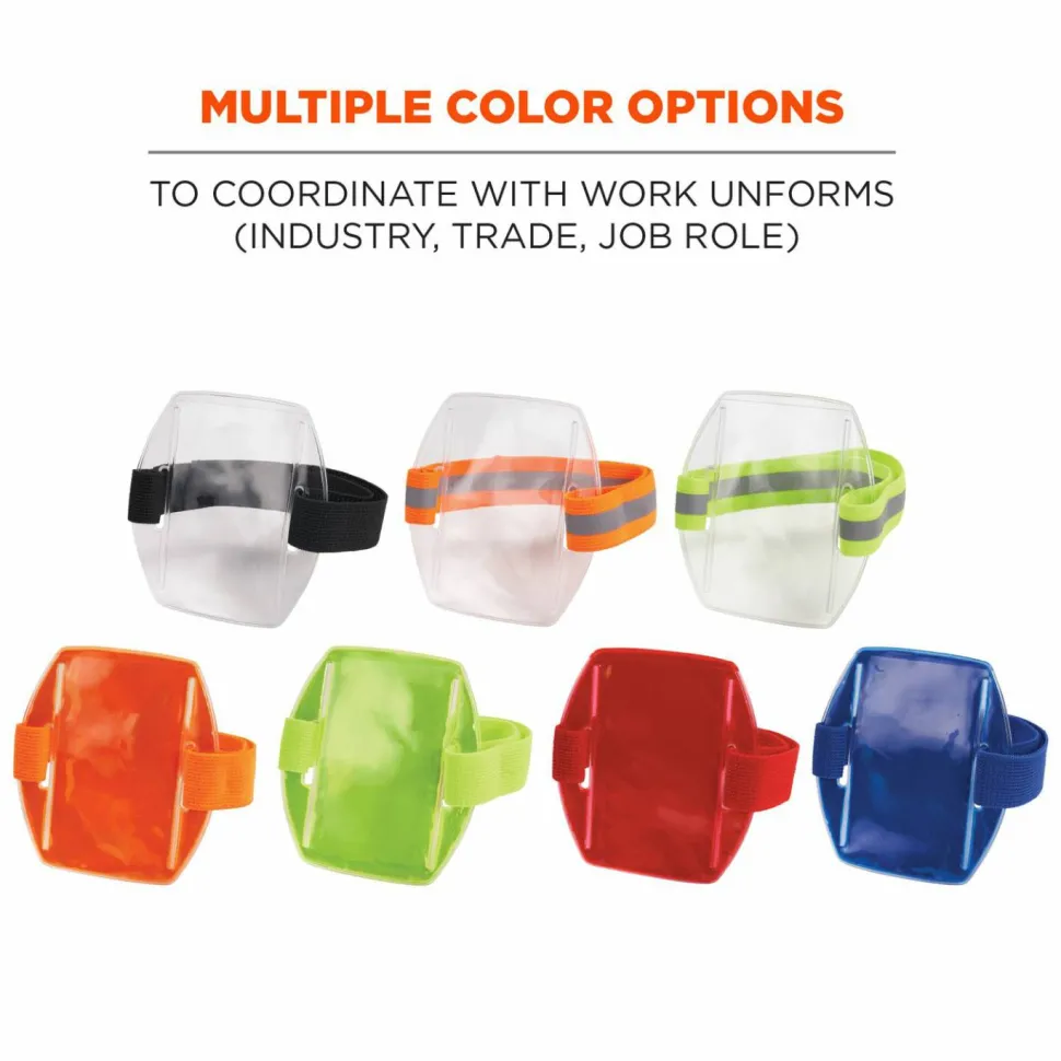 ergodyne Squids 3386 Arm Band ID/Badge Holder, Vertical, Lime, 3.75 x 4.25 Holder, 2.5 x 4 Insert, 10/Pack
